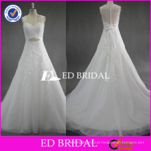 ED Bridal Lace Strap Sweetheart Lace Appliqued Cinto de arco Tulle White Alibaba Vestido de noiva